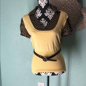 Brown and yellow Bebe top